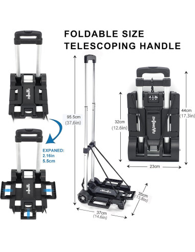 Carro de Mano Plegable ZHJINGYU 31.75 kg Aluminio 2 Ruedas