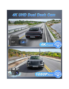 Cámara Dash 4K Delantera y Trasera Penemay con WiFi y 64GB 2