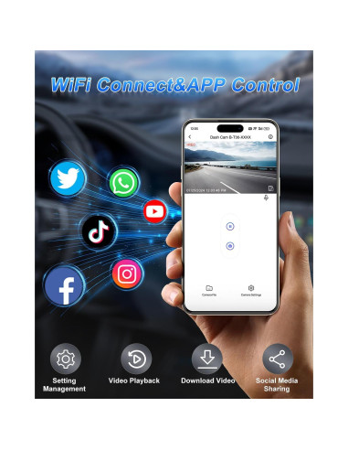 Cámara Dash 4K Delantera y Trasera Penemay con WiFi y 64GB