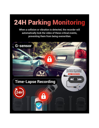 Cámara Dash OVAMAN K600 4K Dual GPS 170 Pantalla 9,11 cm