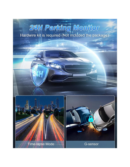 Cámara Dash 4K Delantera y Trasera Penemay con WiFi y 64GB