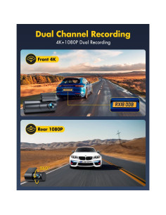 Cámara Dash GKU D600 Doble 4K+1080P con WiFi y G-Sensor 2