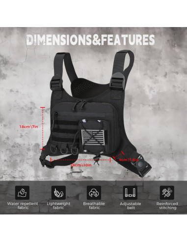 Bolsa de Pecho Koculemi para Deportes al Aire Libre - Negro