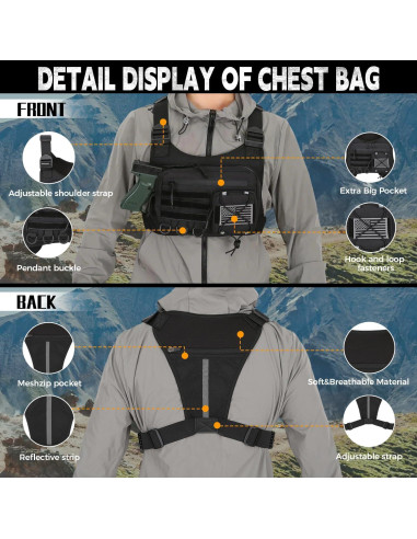 Bolsa de Pecho Koculemi para Deportes al Aire Libre - Negro