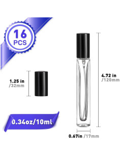 Kit de Botellas de Perfume Rellenables Glassfinity 10ml 16pcs 2