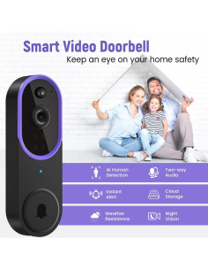 Cámara de Timbre de Video BITEPASS P50 1080p Inalámbrica 2