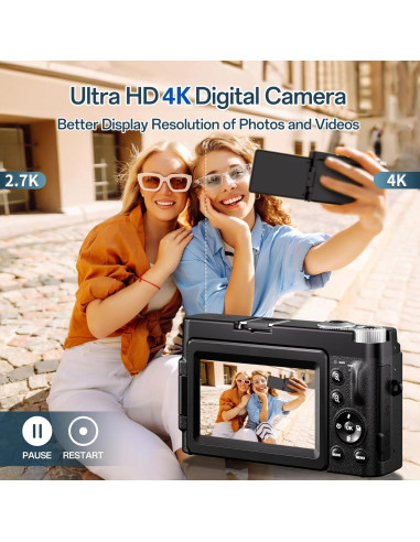 Cámara Digital 4K XNSIAKXA 48MP Autofoco Pantalla 3"