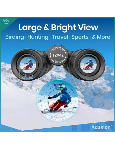 Binoculares Adasion 12x42 HD Impermeables con Adaptador