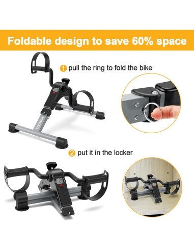 MOMODA Mini Bicicleta Ejercitador Peddler Plegable LCD