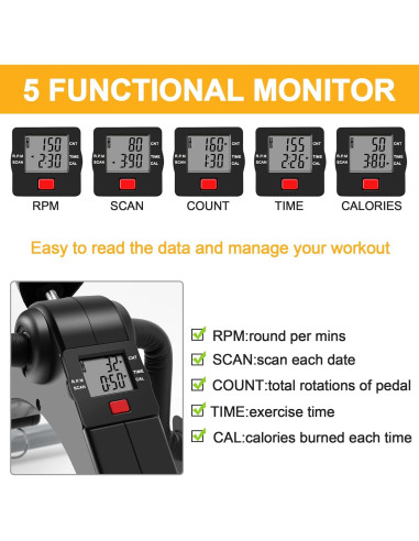 MOMODA Mini Bicicleta Ejercitador Peddler Plegable LCD