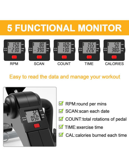 MOMODA Mini Bicicleta Ejercitador Peddler Plegable LCD