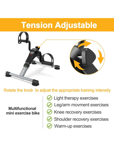 MOMODA Mini Bicicleta Ejercitador Peddler Plegable LCD