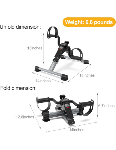 MOMODA Mini Bicicleta Ejercitador Peddler Plegable LCD