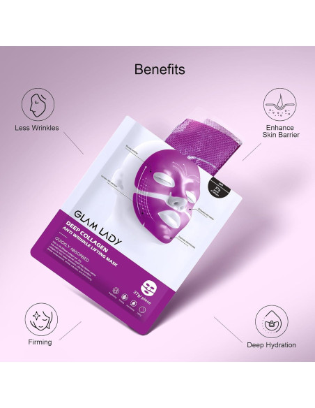 Mascarilla Facial Bio-Colágeno Glam Lady 37g Hidratante Antienvejecimiento