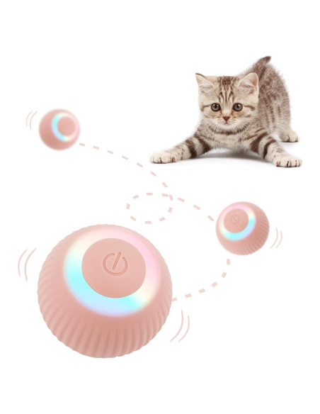 Juguete Interactivo para Gatos LELEAN Bola 2.0 Rosa LED