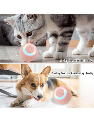Juguete Interactivo para Gatos LELEAN Bola 2.0 Rosa LED