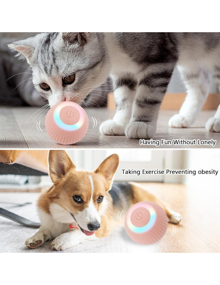 Juguete Interactivo para Gatos LELEAN Bola 2.0 Rosa LED