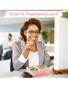 Caja de Almuerzo MICEBAY 36 oz Acero Inoxidable Rosa 4 Compartimentos 2