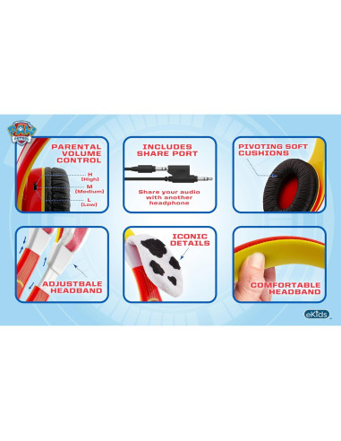 Auriculares eKids Paw Patrol Marshall con Cable 3.5mm