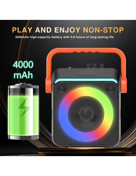 Karaoke Portátil YUOIOYU C1 con 2 Micrófonos y Luces LED