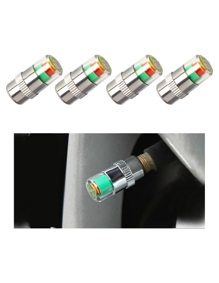 4 Tapones de Válvula de Monitor de Presión Yourkar Plata
