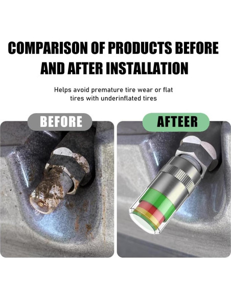 4 Tapones de Válvula de Monitor de Presión Yourkar Plata