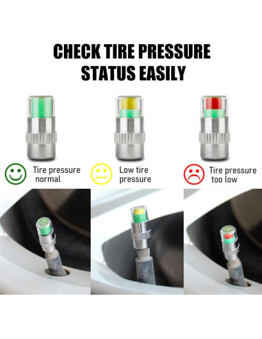 4 Tapones de Válvula de Monitor de Presión Yourkar Plata