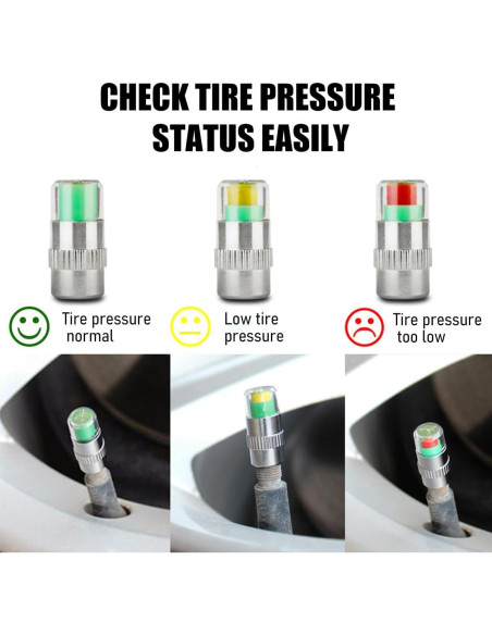 4 Tapones de Válvula de Monitor de Presión Yourkar Plata