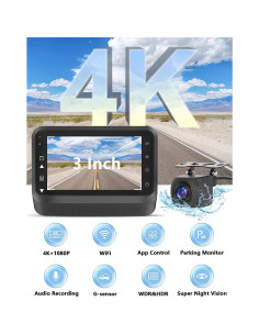 Cámara Dash Delantera y Trasera Otovoda 4K+1080P WiFi 2