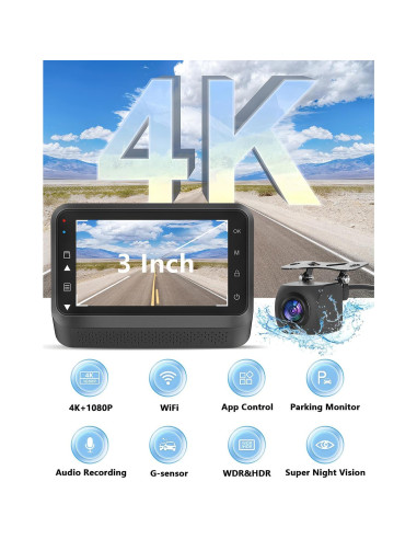 Cámara Dash Delantera y Trasera Otovoda 4K+1080P WiFi