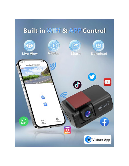 Cámara Dash Delantera y Trasera Otovoda 4K+1080P WiFi