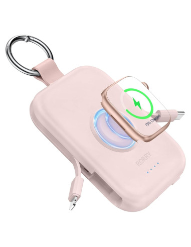 Cargador Portátil RORRY 5000mAh para Apple Watch y iPhone Rosa