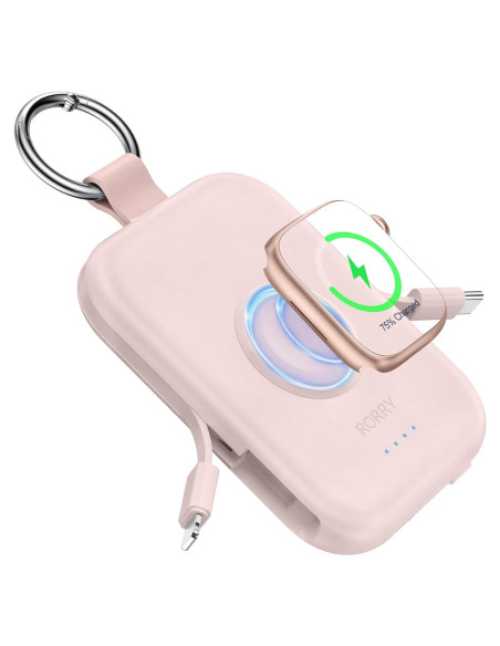 Cargador Portátil RORRY 5000mAh para Apple Watch y iPhone Rosa