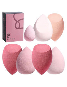 Juego de Esponjas de Maquillaje BS-MALL 7 Pcs Rosa con Estuche