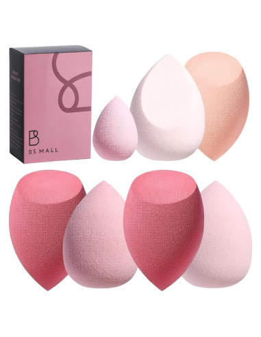 Juego de Esponjas de Maquillaje BS-MALL 7 Pcs Rosa con Estuche