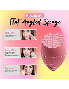 Juego de Esponjas de Maquillaje BS-MALL 7 Pcs Rosa con Estuche 2