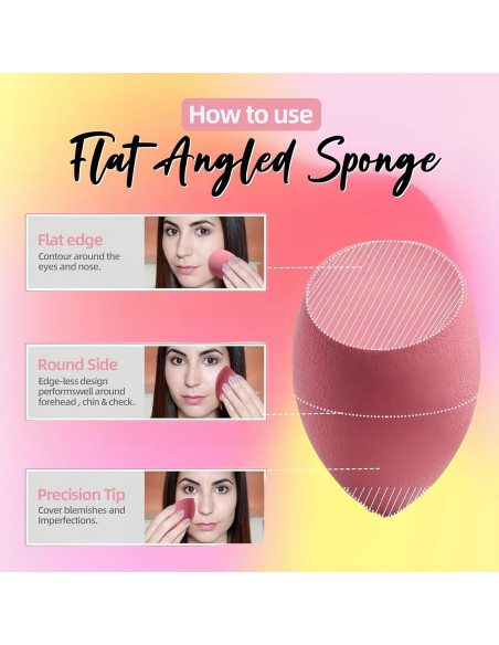 Juego de Esponjas de Maquillaje BS-MALL 7 Pcs Rosa con Estuche