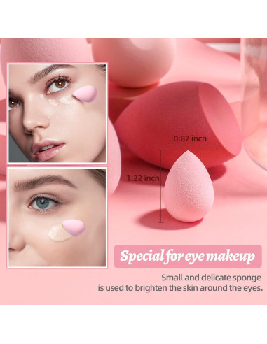 Juego de Esponjas de Maquillaje BS-MALL 7 Pcs Rosa con Estuche