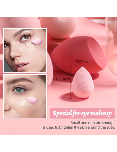Juego de Esponjas de Maquillaje BS-MALL 7 Pcs Rosa con Estuche