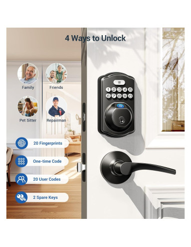 Cerradura Biométrica Veise KS02B con Teclado y 2 Manijas