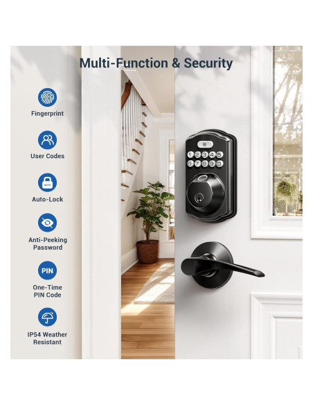 Cerradura Biométrica Veise KS02B con Teclado y 2 Manijas