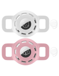 Soporte para Collar de Mascota Airtag LANIMO Rosa y Blanco