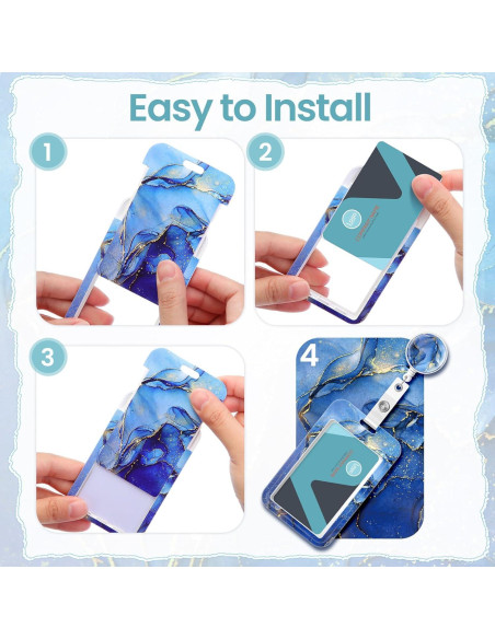 Set de 10 Portatarjetas Retráctiles Geyoga Mármol 11x7 cm