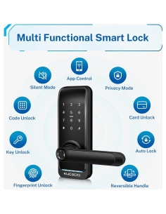 Cerradura Inteligente KUCACCI H15 - Huella Dactilar y App - Negro 2