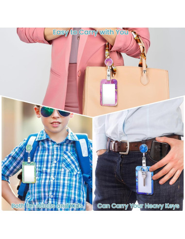 Set de 10 Portatarjetas Retráctiles Geyoga Mármol 11x7 cm