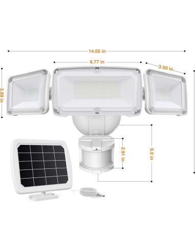 Luz Solar de Seguridad GLORIOUS-LITE 2400mAh LED IP65