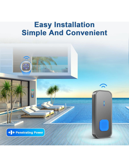 Timbre Inalámbrico SURFOU N95 a Prueba de Agua 400m 55 Melodías