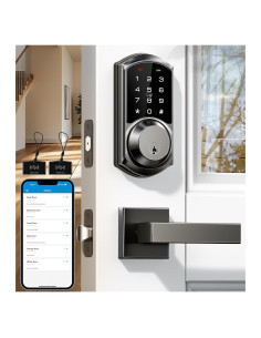 Cerradura Inteligente Veise VE06-L con Manijas, Control App, Negro Mate