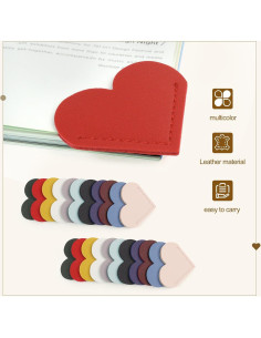 22 Marcadores de Páginas de Corazón de Cuero Quadafy Multicolor 2