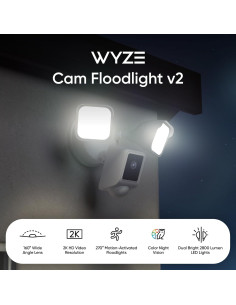 Cámara de Inundación WYZE v2 2K HD con Luz LED 2800 Lúmenes 2